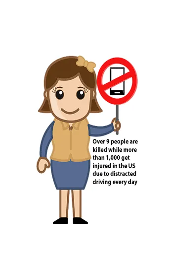 Over 9 people are killed while more than 1,000 get injured in the US due to distracted driving every day